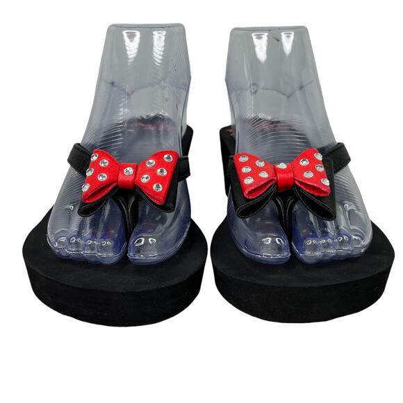 Disney Minnie Mouse Platform Wedge Thong Flip Flops Sandals 9 - Picture 11 of 12